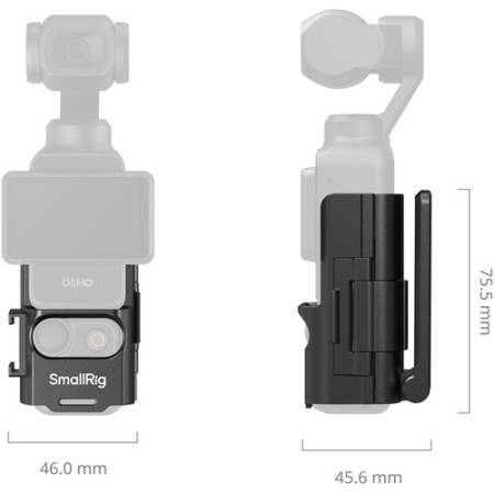 SmallRig 5631 - wspornik w stylu klatki, uchwyt montażowy do DJI Osmo Pocket 3 z magnetycznym mocowaniem - wymiary